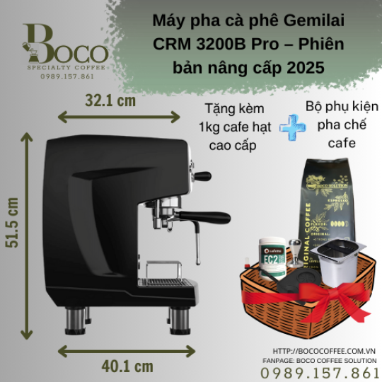 COMBO MÁY PHA CÀ PHÊ GEMILAI 3200 PRO - LD020