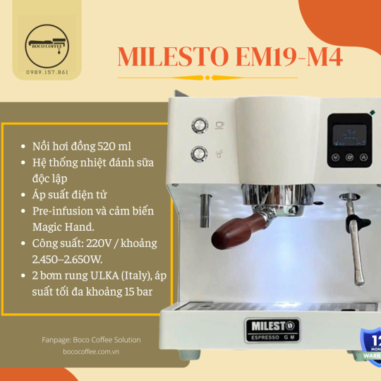 Máy Pha Cà Phê Milesto EM19-M4 Pro