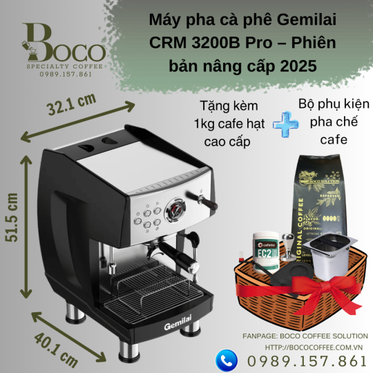 COMBO MÁY PHA CÀ PHÊ GEMILAI 3200 PRO - LD020