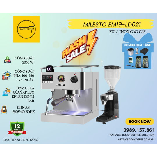 COMBO MÁY PHA CÀ PHÊ MILESTO EM19 -LB021