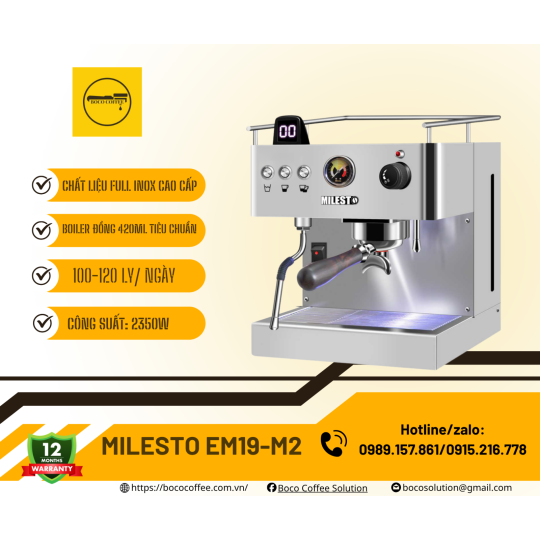 Máy pha cà phê MILESTO EM 19 - M2 - Phiên bản Auto